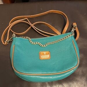 Valentina Turquoise Leather Crossbody Bag GUC